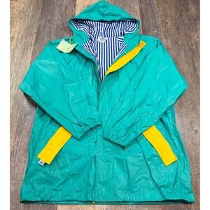 Charles River Apparel Rain Jacket Womens XL Teal Striped Lining Vintage NEW